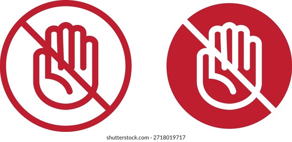 Don't touch vector icons set. Do not enter sign with hand