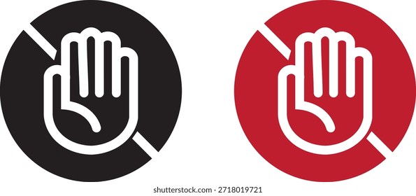 Don't touch vector icons set. Do not enter sign with hand