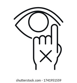 Dont Touch Your Eye Line Style Icon Design Of Medical Care And Covid 19 Virus Theme Vector Illustration