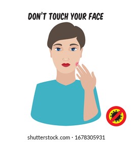Don't touch your face. Information card. Vector illustration.
