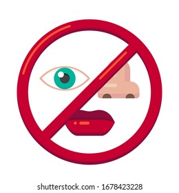 Don't touch your face line icon, Flat design illustration.