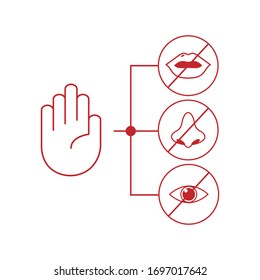 Dont Touch Your Face Part - Icon. Health Warning Symbol. Sign Of Prevention From Virus.