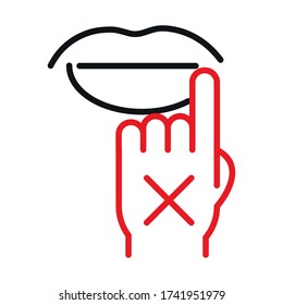 Dont touch your mouth line bicolor style icon design of Medical care and covid 19 virus theme Vector illustration