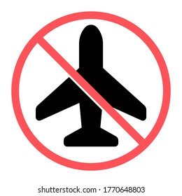 Don't travel by plane. Coronavirus (COVID-19) prevention. Pixel perfect icon. Vector illustration.