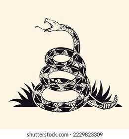 Dont tread on me. Gadsden Flag emblem. Rattlesnake symbol.