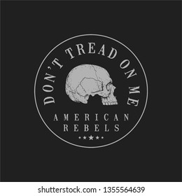 don't tread on me skull badge design side view line art vector illustration for logo and apparel