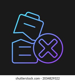 Dont use damaged battery gradient vector manual label icon for dark theme. Broken detail. Thin line color symbol. Modern style pictogram. Vector isolated outline drawing for product use instructions