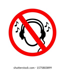 Don`t use headphones sign icon. Prohibition sign – stock vector