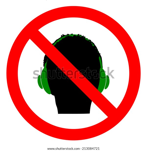 Dont Use Headphones Sign Icon Prohibition Stock Ve