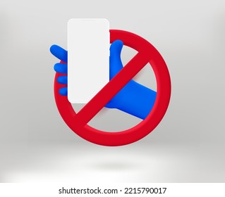 Dont use mobile phone concept. 3d vector illustratio