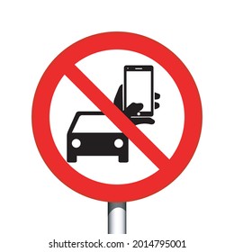 don't use mobile phone while driving vector icon on white background