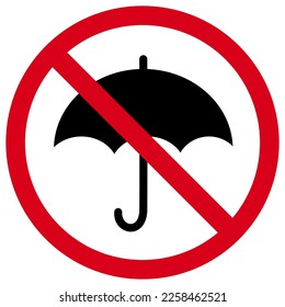 don't use the umbrella here, please close the umbrella, red prohibition sign