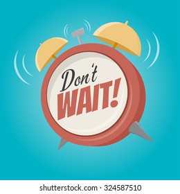 don't wait cartoon alarm clock