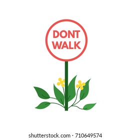 Dont walk on the gass. Vector template illustration