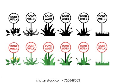 Dont walk on the gass. Vector template illustration