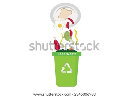 Don't waste food icon. Food waste contributes to greenhouse gas emissions and causes a food crisis. Flat style vector illustration. Isolated on white background.