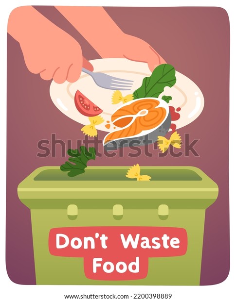 Dont Waste Food Poster Hands Throwing Stock Vector Royalty Free