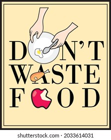 dont waste food signed vector illustration