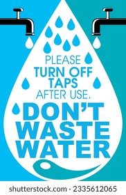 DON'T WASTE WATER BUT SAVE WATER FOR SAVE LIFE SIGN VECTOR ILLUSTRATION