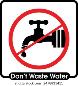 Don't Waste Water Sign Vector File Illustration..