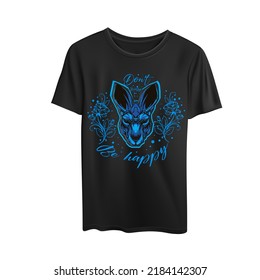 don't worry be happy. blue design t shirt