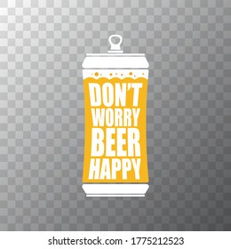 No se preocupe por la cerveza feliz patrón de diseño de afiches vectoriales con silueta de botella de cerveza aislada en un fondo transparente. vectorial funky camiseta cerveza cita lema impreso . Fondo del día internacional de la cerveza