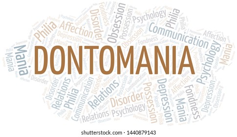 Dontomania word cloud. Type of mania, made with text only.
