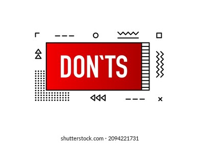 Donts, geometry red banner on white background. Vector illustration.