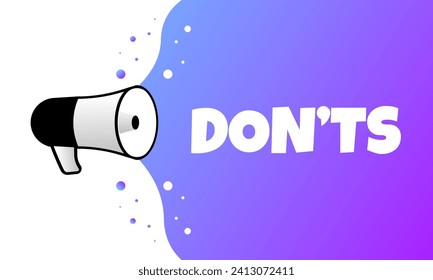 Don'ts sign. Flat, purple, megaphone icon, don'ts sign. Vector icon