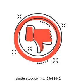 Don'ts sign icon in comic style. Unlike vector cartoon illustration. No, thumb down business concept splash effect.