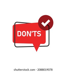 Don'ts sign icon in flat style. Unlike vector illustration on white isolated background. No business concept.