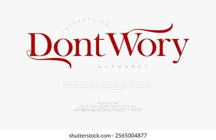 Dontworry typography beauty fashion elegant minimalist serif italic fonts decorative wedding vintage retro logos. Minimal luxury font alphabet logo. Vector illustration