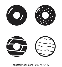 Donu icon Black and White, bundle vector icon stock
