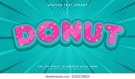 Donut 3d editable Plantilla de efecto de texto Conveniente para los Productos de la comida dulce