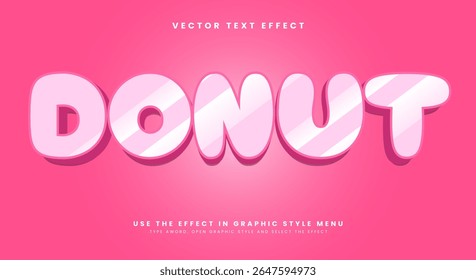 Donut 3d editable text effect Template Suitable for dessert style