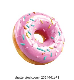 Donut 3D vector illustration, sprinkles and details