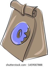 Donut bag, illustration, vector on white background.