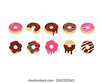 Donut Bakery Illustration Element Set 