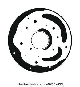 Donut bakery product in black simple silhouette style icons vector illustration for design and web isolated on white background. Donut bakery product vector object for labels and logo