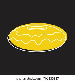 Donut bakery product in doodle style icons vector illustration for design and web on black background. Bakery product donut vector object for labels and logo