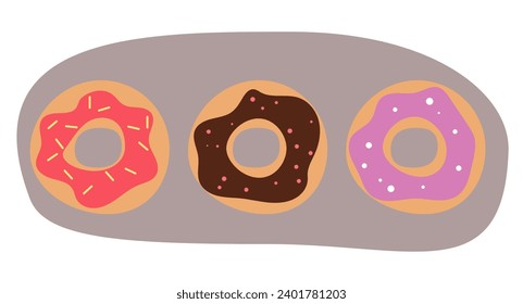 Donut bakery sweets pastry isolated set concept. Vector design graphic illustration