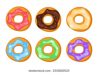 Donut bakery sweets pastry isolated set concept. Vector design graphic illustration	