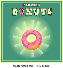 donut banner, vector illustration, glazed donut