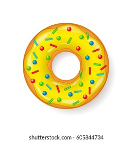 Donut, begel with cream. Cookies,cookie cake. Sweet dessert. with sugar,caramel. Tasty breakfast. Cooking. Cafateria food, snack. Coffee shop.Vector illustration.