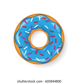 Donut, begel with cream. Cookies,cookie cake. Sweet dessert. with sugar,caramel. Tasty breakfast. Cooking. Cafateria food, snack. Coffee shop.Vector illustration.