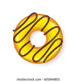 Donut, begel with cream. Cookies,cookie cake. Sweet dessert. with sugar,caramel. Tasty breakfast. Cooking. Cafateria food, snack. Coffee shop.Vector illustration.