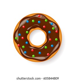 Donut, begel with cream. Cookies,cookie cake. Sweet dessert. with sugar,caramel. Tasty breakfast. Cooking. Cafateria food, snack. Coffee shop.Vector illustration.
