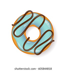 Donut, begel with cream. Cookies,cookie cake. Sweet dessert. with sugar,caramel. Tasty breakfast. Cooking. Cafateria food, snack. Coffee shop.Vector illustration.