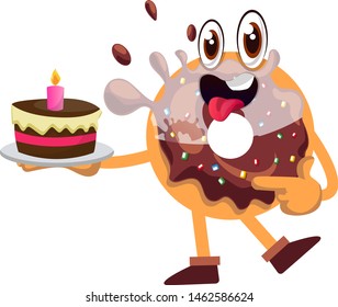 No con tarta de cumpleaños, ilustración, vector sobre fondo blanco.