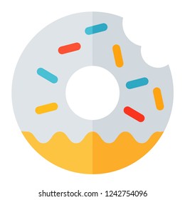 donut with bite flat icon